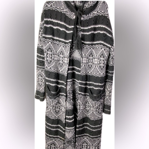Forever 21 extra long winter open cardigan hooded sweater with slouch pockets - Picture 5 of 16